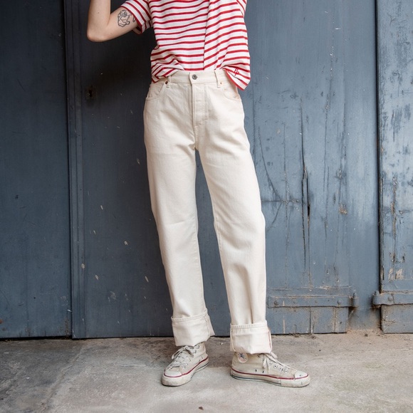 NWT Peppino Peppino Free People Type 18 Slim Ecru Selvege Denim Jeans, Size 25 - Picture 2 of 10